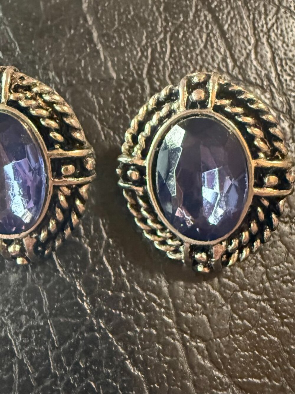 Blue Gem Vintage Style Statement Stud Earrings